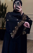 Elegant Embroidered  Black & Gold Abaya With Hijab & Zip-| Luxury Modest Fashion for Women -Luxurious Detailing ABAYA ONLINE