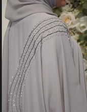Elegant Grey Embellished Abaya with Matching Hijab– Crystal Detailing ABAYA ONLINE