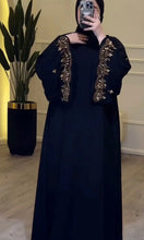 Elegant Embroidered  Black & Gold Abaya With Hijab & Zip-| Luxury Modest Fashion for Women -Luxurious Detailing ABAYA ONLINE