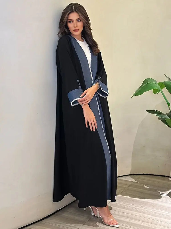 Elegant Black and Blue Abaya – Modest Fashion with Modern Flair ABAYA ONLINE
