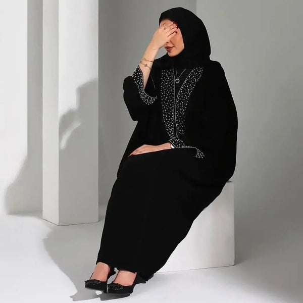Black Abaya Kimono With Hijab – Modern Modesty with Timeless Elegance-Style it your way—open, belted, or layered. ABAYA ONLINE