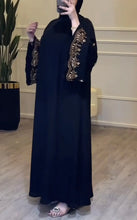 Elegant Embroidered  Black & Gold Abaya With Hijab & Zip-| Luxury Modest Fashion for Women -Luxurious Detailing ABAYA ONLINE