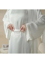 4pc open front Elegant white Abaya dress with diamond sparkles perfect for all occasions Nikkah abaya inspo and glamorous Arabian Dubai dress
