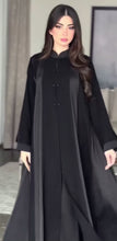 TWO TONE OPEN BLACK ABAYA & HIJAB SET