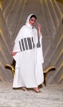WHITE & BLACK DETAILED ABAYA & HIJAB SET