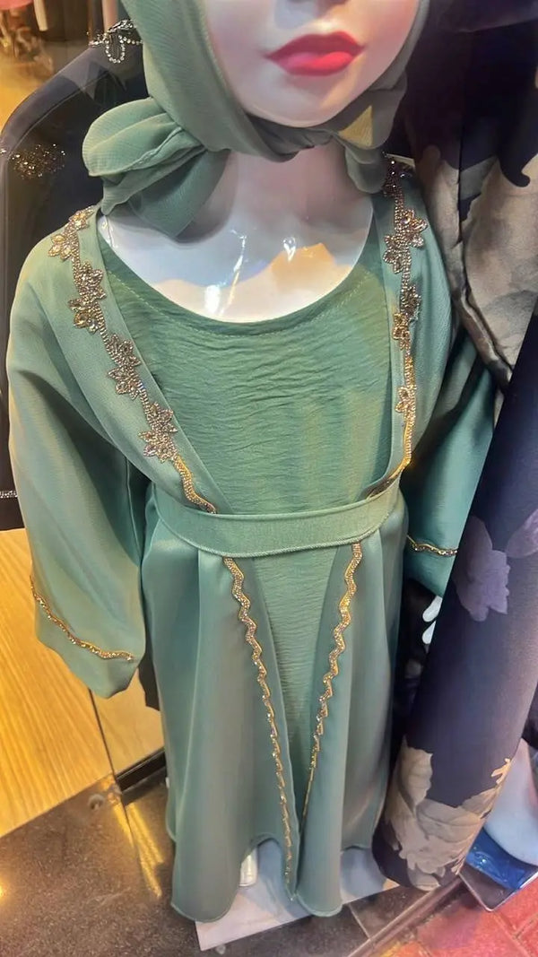 TEAL GOLD ABAYA ONLINE
