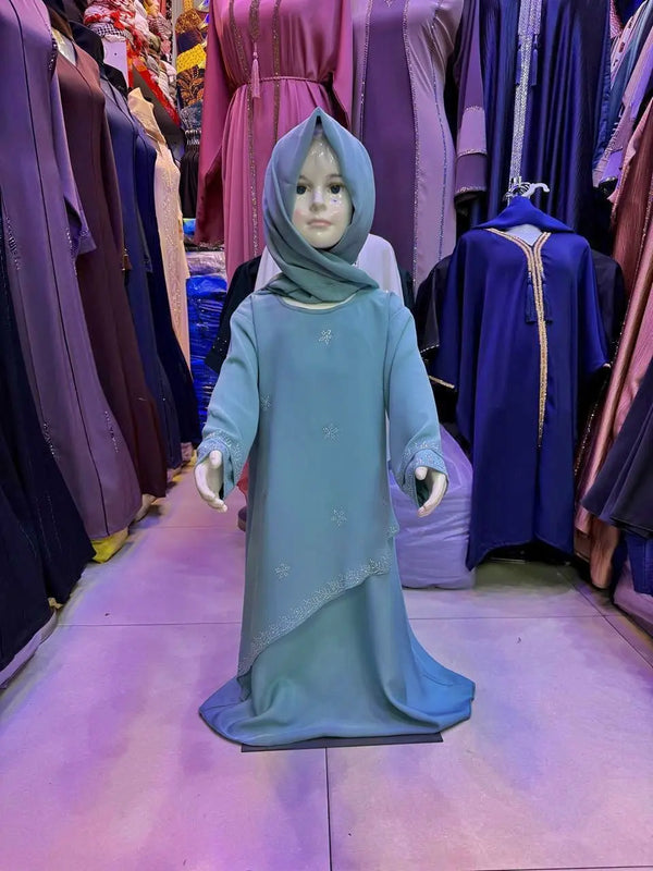 TEAL EMBROIDERED ABAYA ONLINE