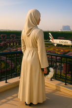 BEIGE ELEGANCE SILK ABAYA & HIJAB SET DUBAI