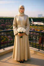 BEIGE ELEGANCE SILK ABAYA & HIJAB SET DUBAI