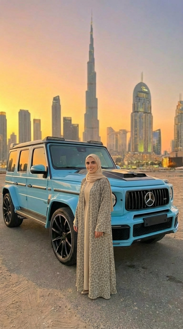 BEIGE LEOPARD ABAYA & HIJAB SET DUBAI