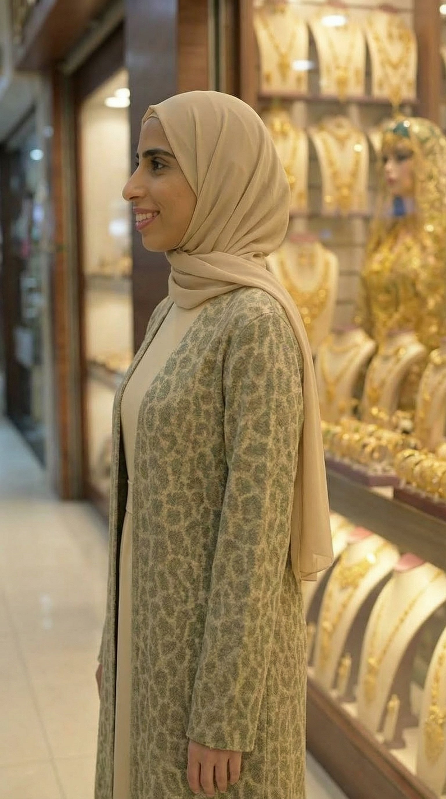 BEIGE LEOPARD ABAYA & HIJAB SET DUBAI