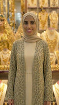BEIGE LEOPARD ABAYA & HIJAB SET DUBAI