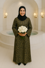 BLACK & GOLD LEOPARD ABAYA & HIJAB SET DUBAI