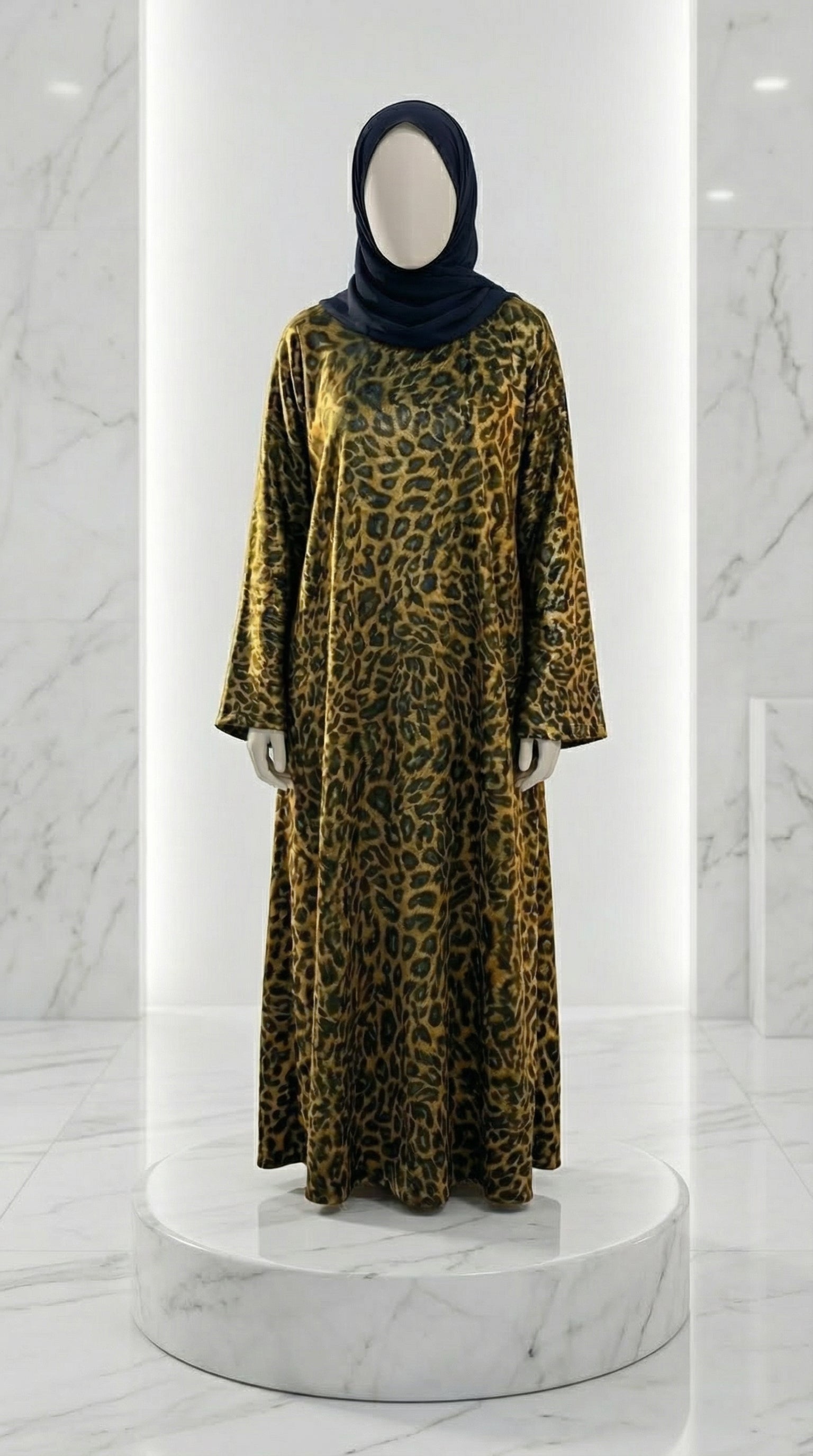 BLACK & GOLD LEOPARD ABAYA & HIJAB SET DUBAI