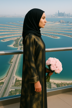 BLACK & GOLD VELVET ABAYA & HIJAB SET