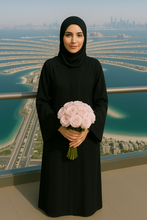 BLACK TEXTURE ABAYA & HIJAB SET DUBAI