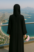 BLACK TEXTURE ABAYA & HIJAB SET DUBAI