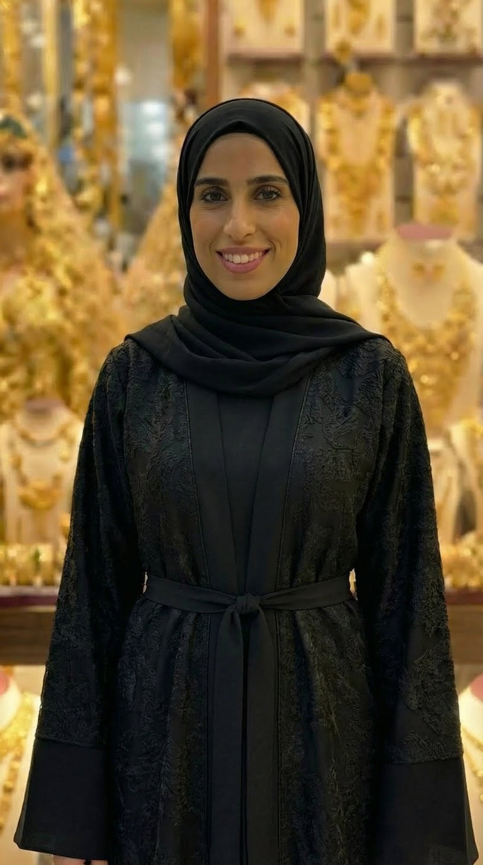 BLACK TEXTURE ABAYA & HIJAB SET DUBAI