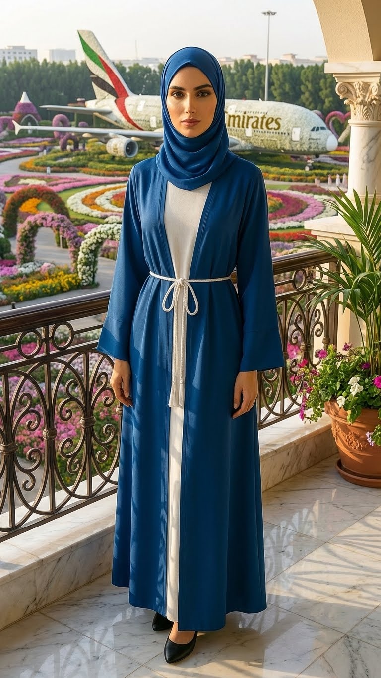 Olivgrünes 4-teiliges Abaya aus Seidensatin mit offener Vorderseite und Kleid, Kimono + Gürtel + Hijab, Schleier für Damen, arabische Frauen