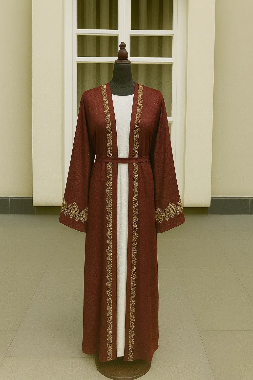 BURNT ORANGE & GOLD EMBROIDERY ABAYA & HIJAB SET ABAYA ONLINE