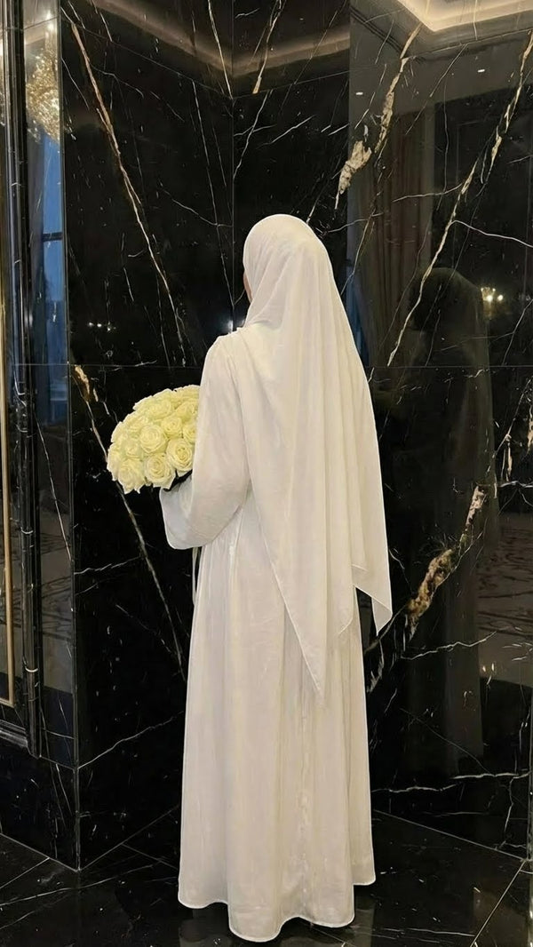 WHITE BRIDAL ABAYA & HIJAB SET
