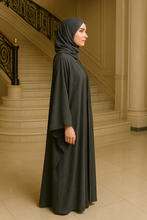CHARCOAL DARK GRAY BUTTERFLY ABAYA & HIJAB SET