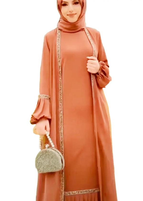 BROWN EMBROIDED ABAYA ONLINE