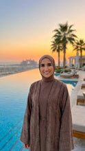 COTTON LINEN MOCHA ABAYA & HIJAB SET DUBAI