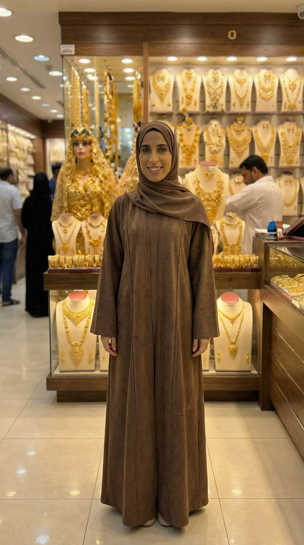 COTTON LINEN MOCHA ABAYA & HIJAB SET DUBAI
