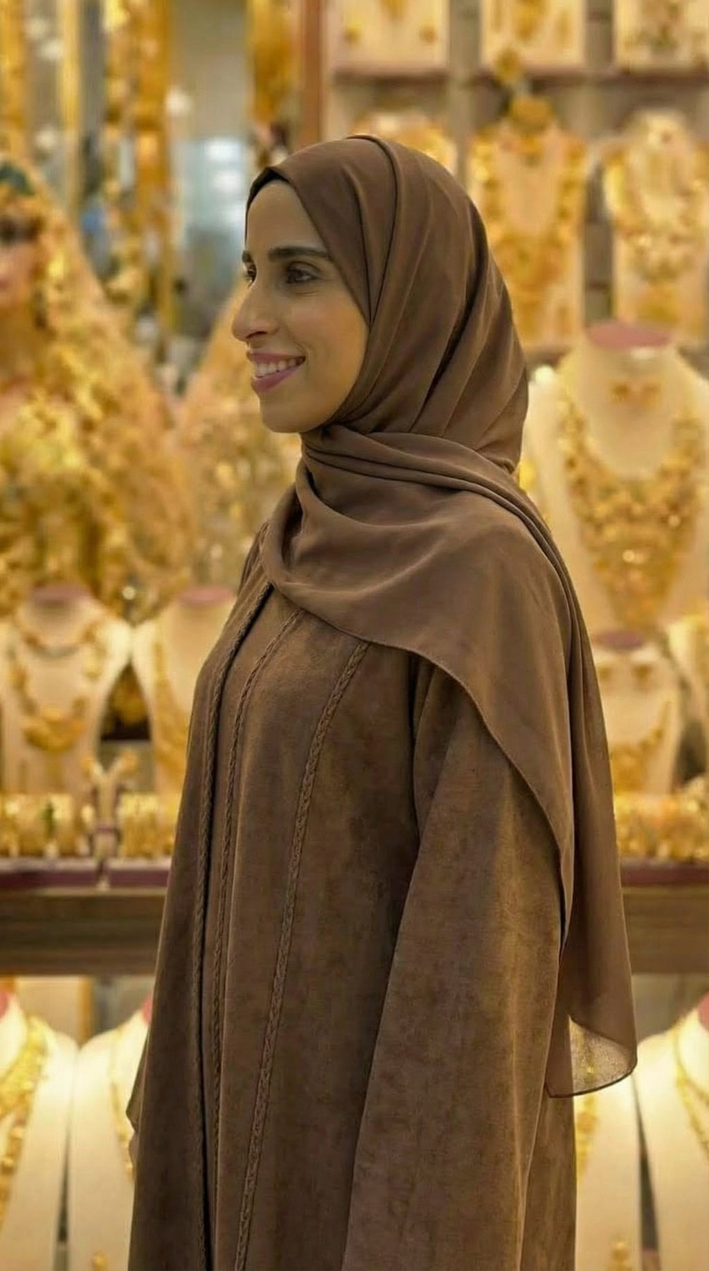 COTTON LINEN MOCHA ABAYA & HIJAB SET DUBAI