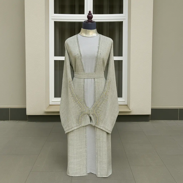 CREAM LINEN ABAYA & HIJAB SET (Copy) ABAYA ONLINE