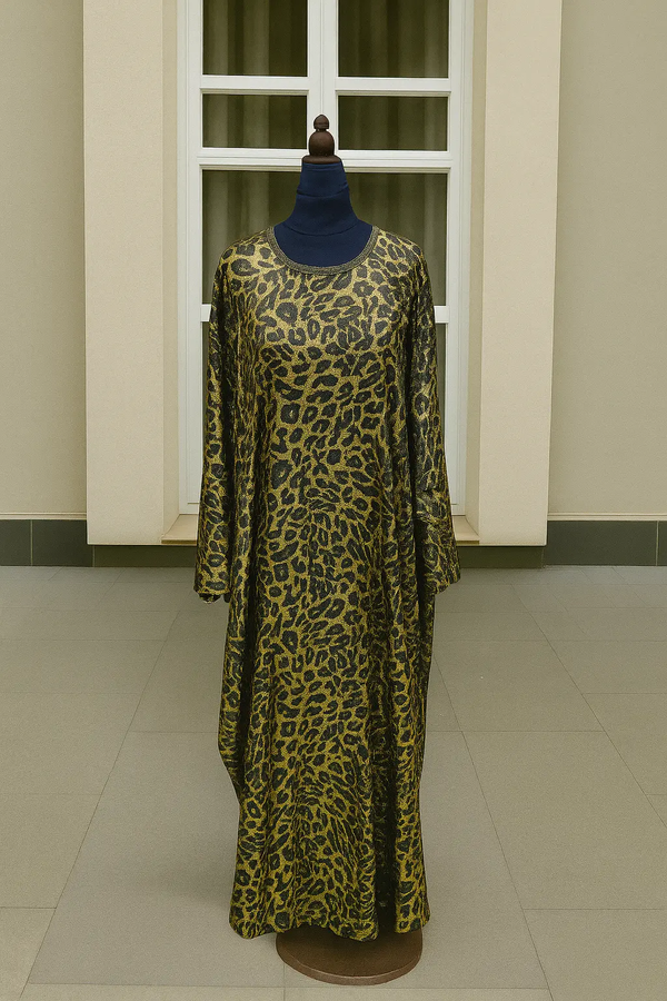 BLACK & GOLD LEOPARD ABAYA & HIJAB SET DUBAI ABAYA ONLINE