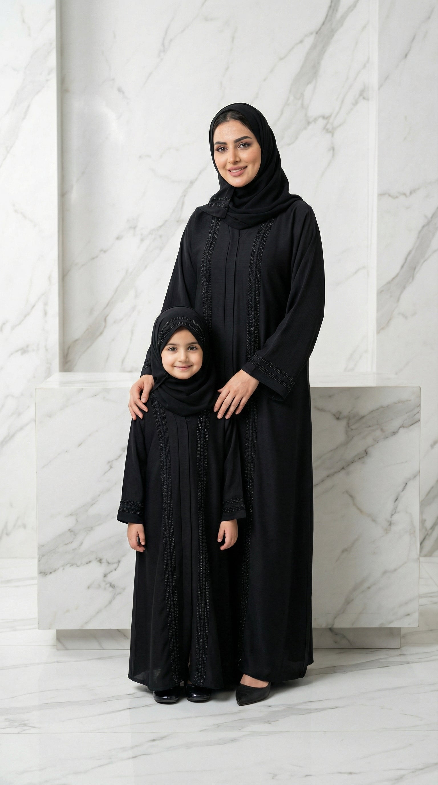 Classic Black matching Abaya sets mother + daughter