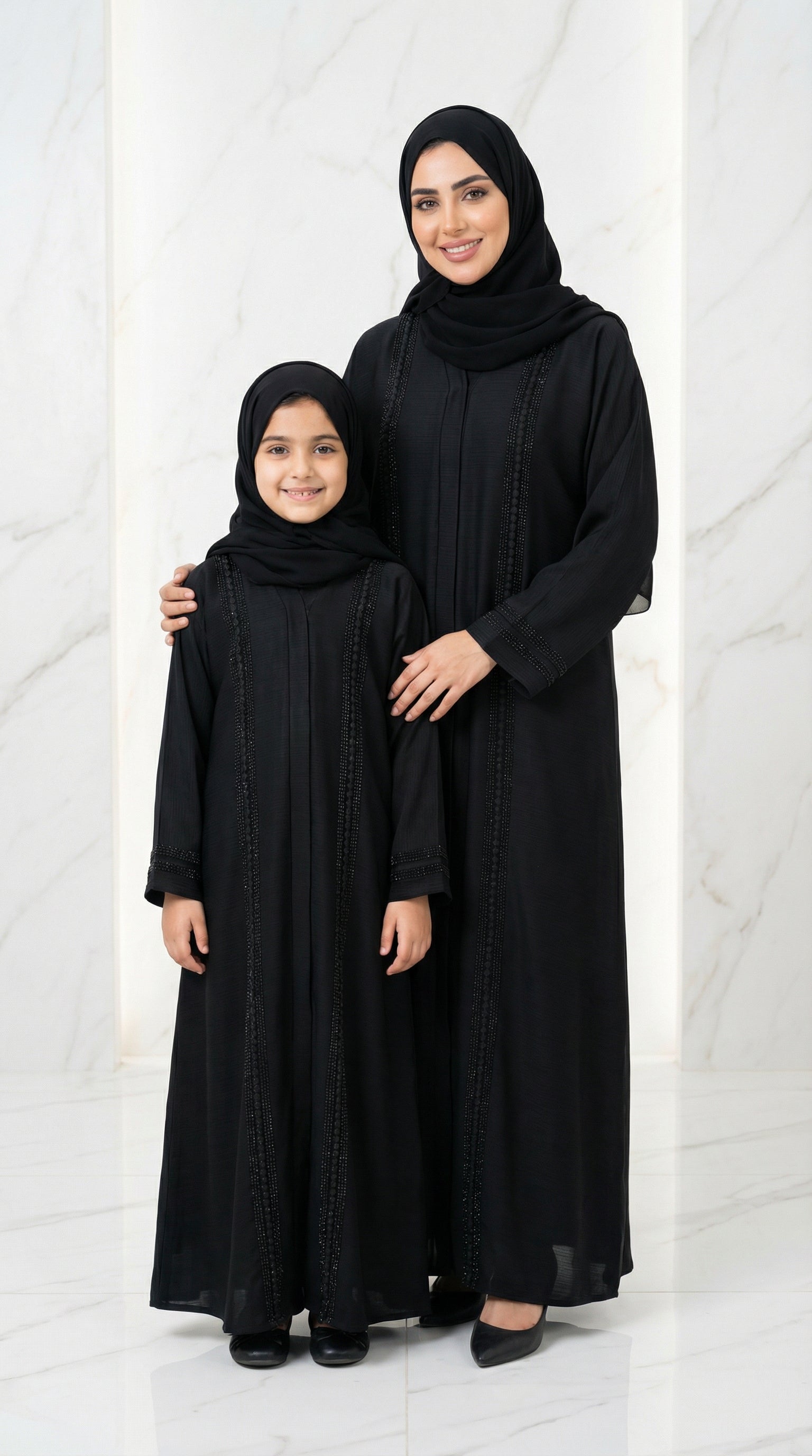 Classic Black matching Abaya sets mother + daughter