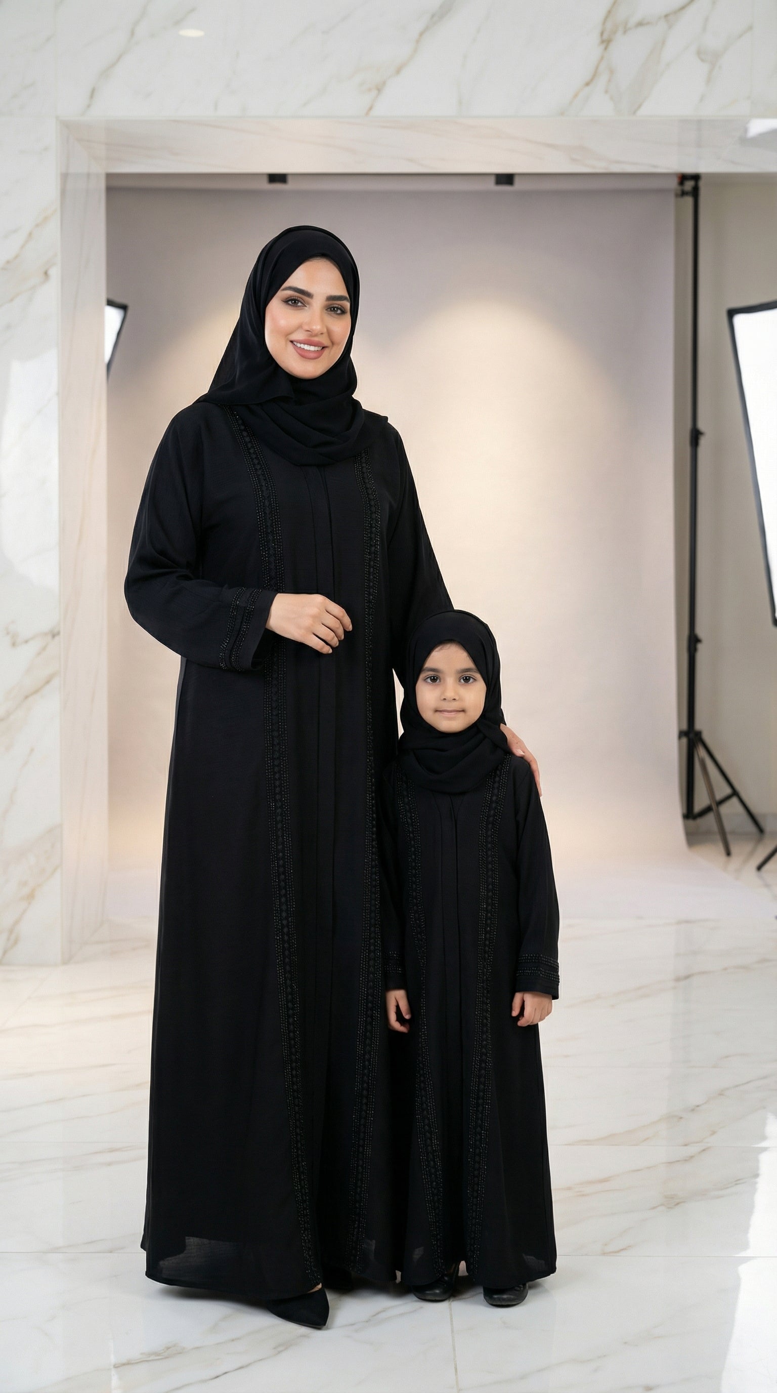 Classic Black matching Abaya sets mother + daughter