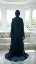 DARK BLUE VELVET ABAYA & HIJAB SET
