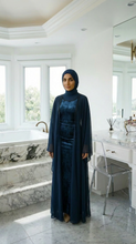 DARK BLUE VELVET ABAYA & HIJAB SET