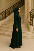 DARK GREEN TEXTURED ABAYA & HIJAB SET