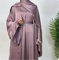 Elegant Embellished Silk Satin Abaya – Pink Diamond ABAYA ONLINE