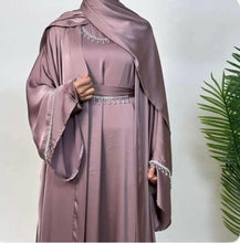 Elegant Embellished Silk Satin Abaya – Pink Diamond ABAYA ONLINE