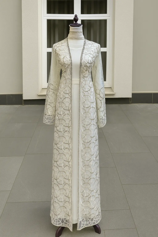 WHITE LACE ABAYA & HIJAB SET ABAYA ONLINE