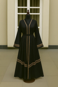 GOLD STRIPES BLACK ABAYA & HIJAB SET - ABAYA ONLINE