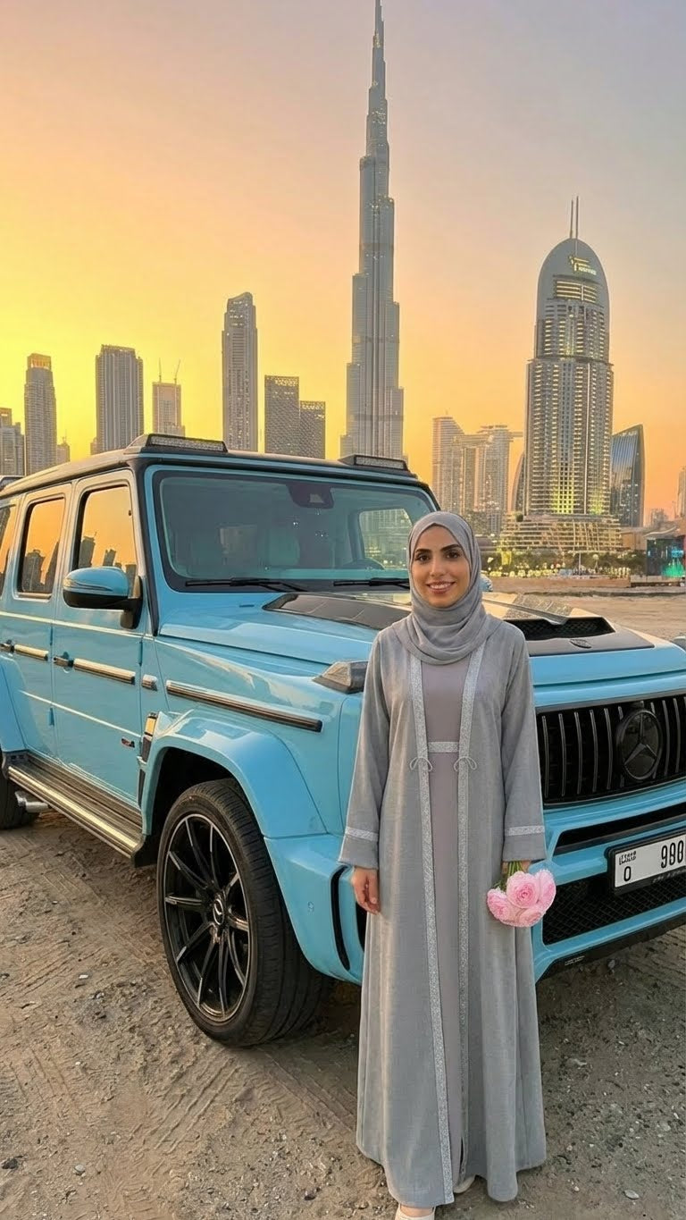 GRAY ELEGANCE ABAYA & HIJAB SET DUBAI