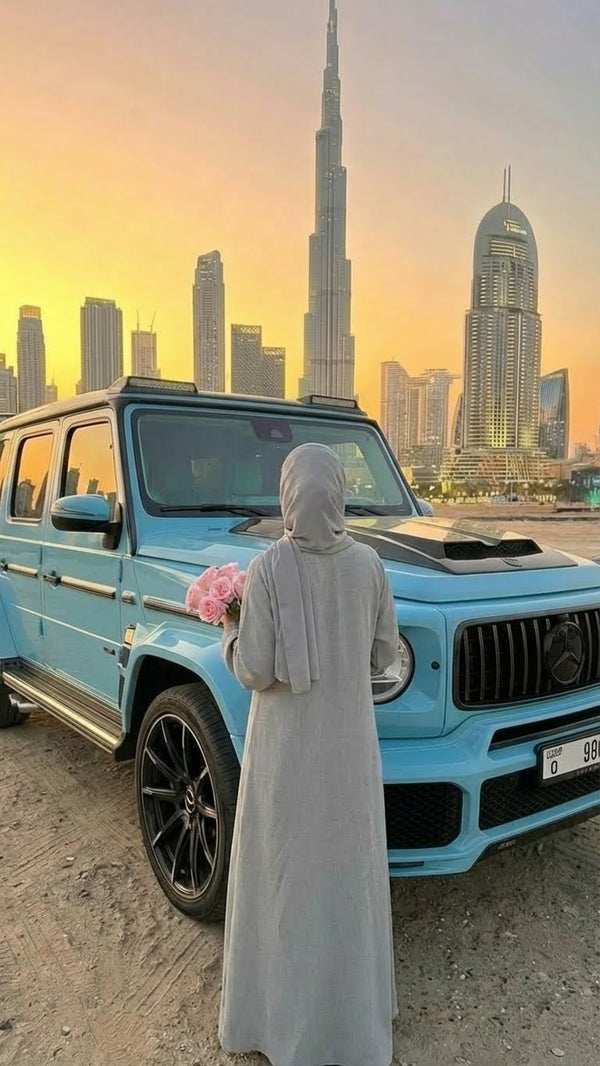 GRAY ELEGANCE ABAYA & HIJAB SET DUBAI