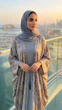 GRAY FLORAL ABAYA & HIJAB SET DUBAI