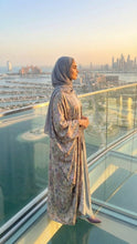 GRAY FLORAL ABAYA & HIJAB SET DUBAI