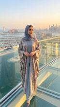 GRAY FLORAL ABAYA & HIJAB SET DUBAI