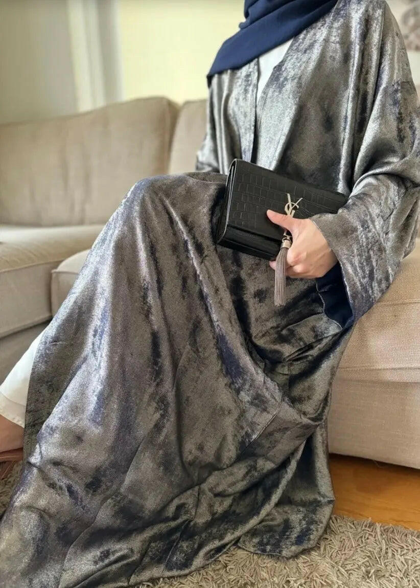 GRAY VELVET ABAYA ONLINE