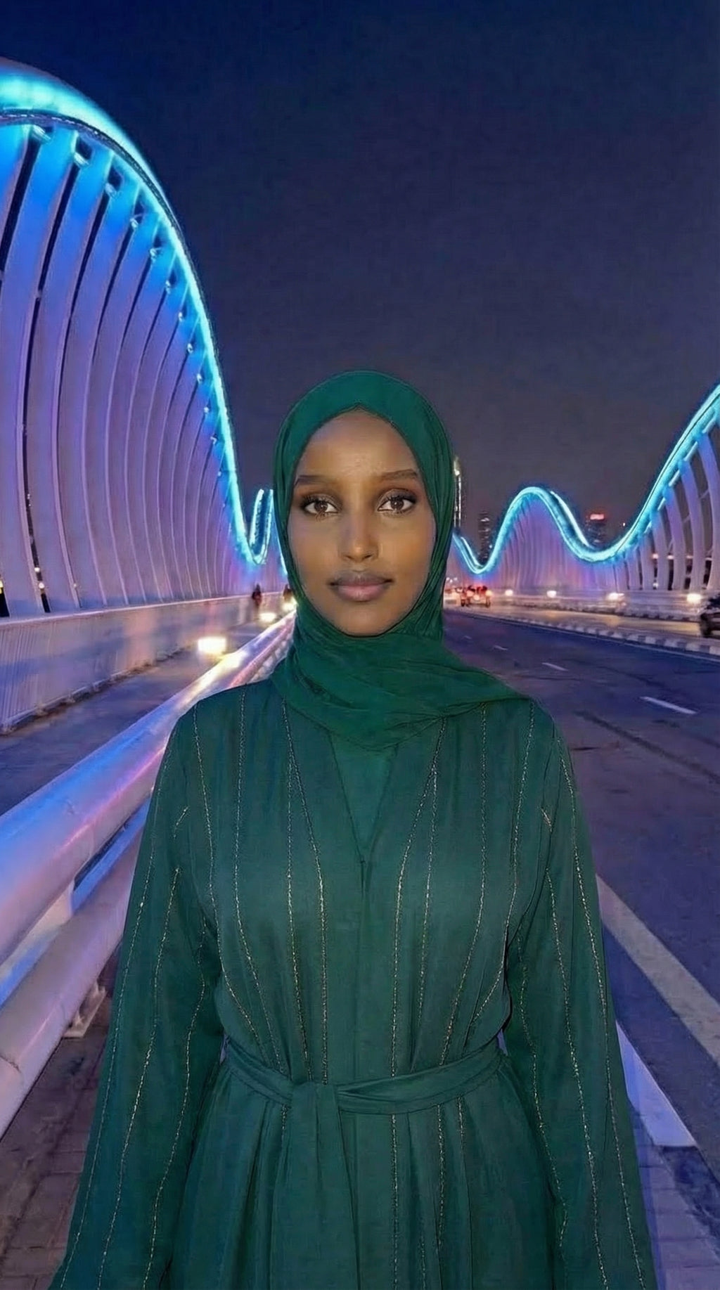 GREEN & GOLD SILK ABAYA & HIJAB SET DUBAI