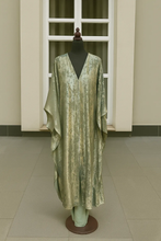 GREEN SATIN FOIL PRINTED ABAYA & HIJAB SET DUBAI - ABAYA ONLINE